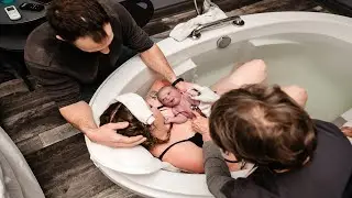 Water Birth - Dad Catches Baby!!