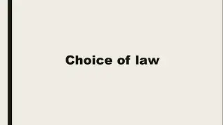 Choice of law In private international law | Shazia Jhatial