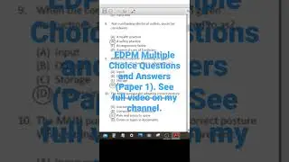 See full video for EDPM Multiple Choice Questions and Answers (Part 1) on my channel