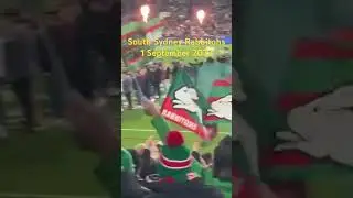 South Sydney Rabbitohs entering the rugby league field in a final round 27 fixture versus archrivals