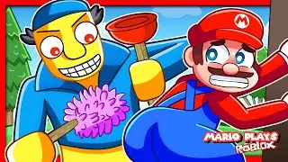 Mario Plays ROBLOX ESCAPE EVIL JANITOR OBBY (First Person Obby)
