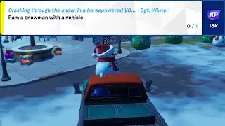Ram a snowman with a vehicle Fortnite Winterfest