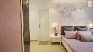 Pink Coral Daughter's Bedroom | Cutomized Wallpaper| Tanuja & Associates |  Pastel Colored Room
