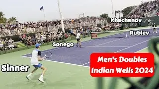 Sinner/Sonego vs. Rublev/Khachanov - Court Level View - Indian Wells 2024
