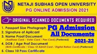 NSOU PG Admission 2021-22 All Documents Required || Netaji Subhas Open University Admission