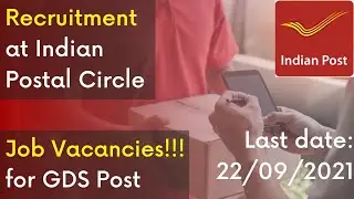 Job At Indian Postal Circle || Central Government Job || 2021