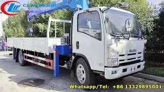 ISUZU NPR cargo lorry truck mounted XCMG 5tons crane ready shipping to Mexico