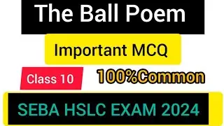 The Ball Poem // Important MCQ// Seba HSLC Exam// 2024// NCERT //