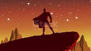 Loopable Superhero Silhouette With Waving Cape Animation Video Stock Video