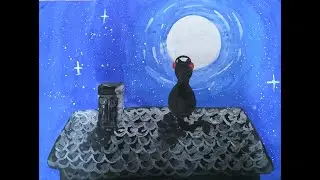 Рисунок КОТ НА КРЫШЕ