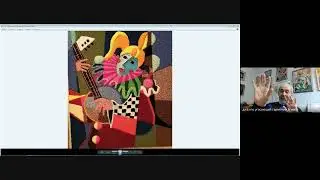 Юрий Овсепян рассматривает первый гобелен студентки на курсе Ремесло.