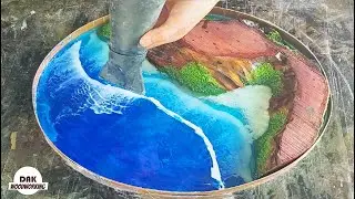 OCEAN TABLE From Epoxy Resin | Dak woodworking | Resin Art