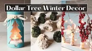 Dollar Tree Winter Home Decor | DIY Winter Candle Jar, Winter Flower Display & Beanie Garland