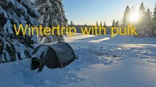 Winter ski trip with pulk