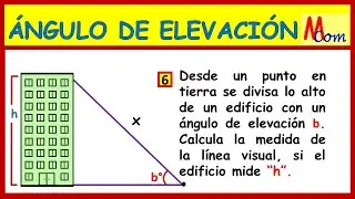 Calcula la medida de la linea visual si el edificio mide h | Ejercicios con ángulo de elevación