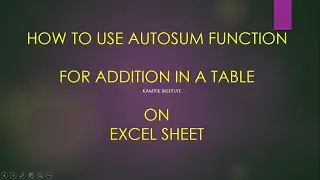 How to use AutoSum Function in a Excel Sheet
