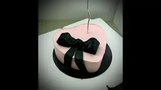 Розовое сердечко с черным бантиком#Pink heart with black bow