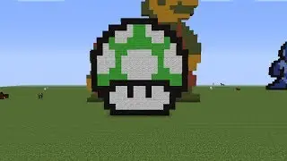 Minecraft Pixel Art Tutorial - 8 Bit Green And Red Mushrooms