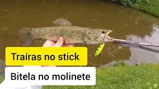 pescaria de traíra e tilápia com isca artificial spitfire baby no molinete