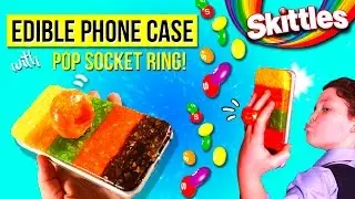 DIY Edible SKITTLES PHONE CASE  😛  POP SOCKET Ring PHONE CASE & Stand Smarphone