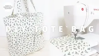 diy tote bag with pockets tutorial+sew very easy tote bag+diy tote bag(free bag pattern)
