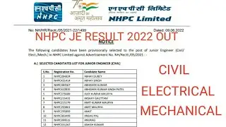 NHPC JE RESULT 2022 OUT FINALLY ALL BRANCH RESULT !