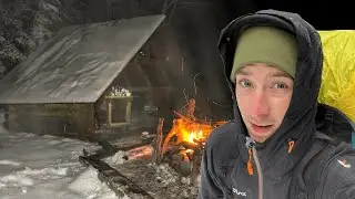 Winter camping - overnight in a shelter and grilled meat