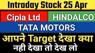 Hindalco Ltd Targets | Cipla ltd Intraday  25 Apr Tips | Tata Motors Target