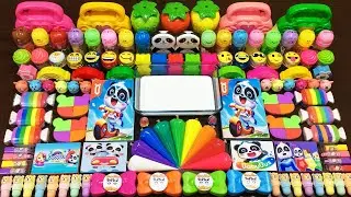 INTERESTING WITH CLAY BAGS & RAINBOW !Mixing Random Things Into GLOSSY Slime