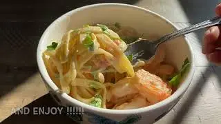 Making Shrimp Alfredo