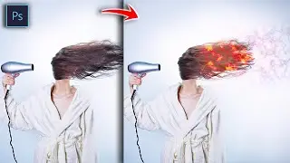 How To Add Fire In Photoshop (2 Min) | Using Gradient Map | Fire & Smoke Effect