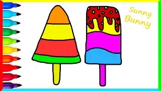 Drawing and Coloring Colored Ice Cream 🍧- Drawings for kids | Sunny and Bunny Draws