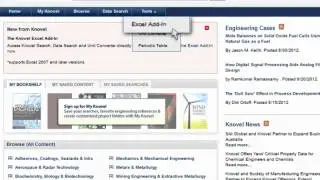 Knovel's Excel Add-In Tool