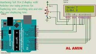 05 Interfacing 16 *2 lcd display with arduino uno using proteus for displaying text , scrolling text