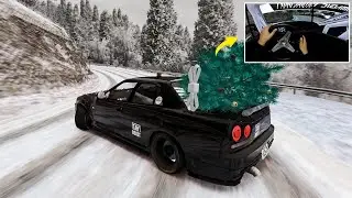 Nissan Skyline R34 Touge Drifting in Snow l (4K) Assetto Corsa Steering Wheel Gameplay