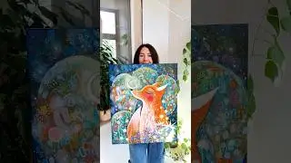 Картина "В лес по ягоды"🫐 Авторские уютные картины для дома в наличии и на заказ #shorts