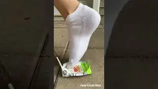 Feet, heels, socks crush juice box | ASMR & CRUSHING