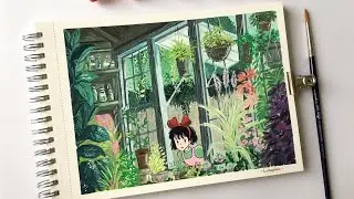 ✨ Studio Ghibli Scene I Gouache Painting - Kiki's Delivery Service