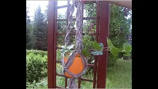 Плетение кашпо из остатков ткани  #остатки  #recycling #diy #кашпо #утилизацияотходов #макраме