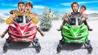 MES PETITS FRÈRES SUR UNE MOTO NEIGE POUR LA PREMIÈRE FOIS DE LEUR VIE ! A la recherche de Ronaldo..