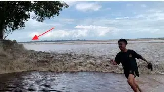 fenomena alam ombak bono (Tidal Bore) riau seperti tsunami, 21 februari 2023.