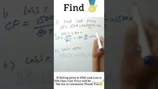 Find Cost price with one liner formula, try it now | percentage | Profit Loss | Math with Afaq