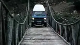 my syncro passing over a wooden bridge
