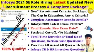 🛑Infosys 2021 SE Hiring Latest New* Updated Recruitment Process On & Off-Campus - Full Information!!