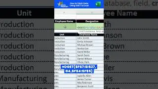How to Fetch Data Using DGET in Excel