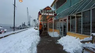 Seattle Waterfront Snow Day Walk 4k (February 2021)