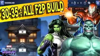 Shadowland 30 -35 with all F2P Characters & F2P Build!! 😱 l Marvel Future Fight