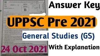24 Oct 2021 UPPSC Pre 2021 Answer key Paper 1st||UPPSC Pre 2021 GS Answer key||UPPSC Pre 2021||