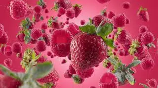 Burst of Strawberry Raspberry in Pink Fuchsia Background