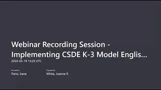 CSDE K-8 Model English Language Arts Curricula Informational Webinar